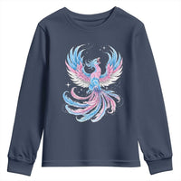 Transgender Phoenix Reborn Youth Sweatshirt Trans Pride Flag Bird