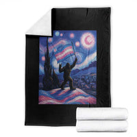Bigfoot Starry Night Trans Rights Throw Blanket Sasquatch LGBTQ Pride