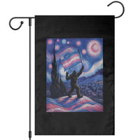 Bigfoot Starry Night Trans Rights Garden Flag Sasquatch LGBTQ Pride