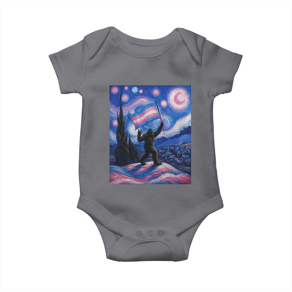 Bigfoot Starry Night Trans Rights Baby Onesie Sasquatch LGBTQ Pride