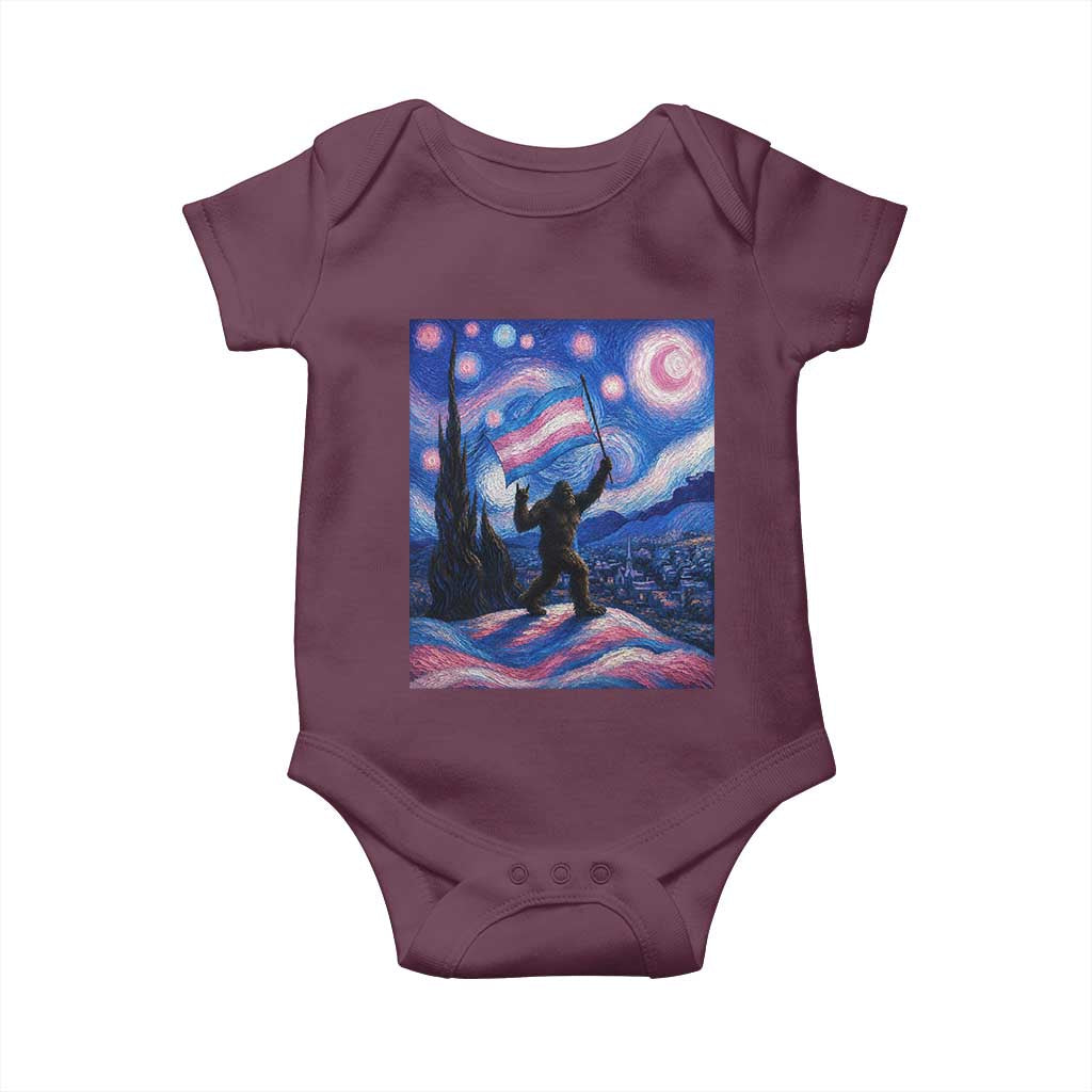 Bigfoot Starry Night Trans Rights Baby Onesie Sasquatch LGBTQ Pride