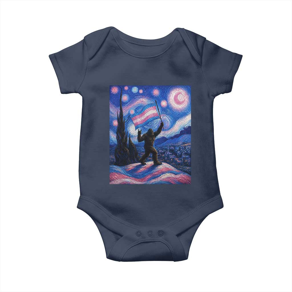 Bigfoot Starry Night Trans Rights Baby Onesie Sasquatch LGBTQ Pride