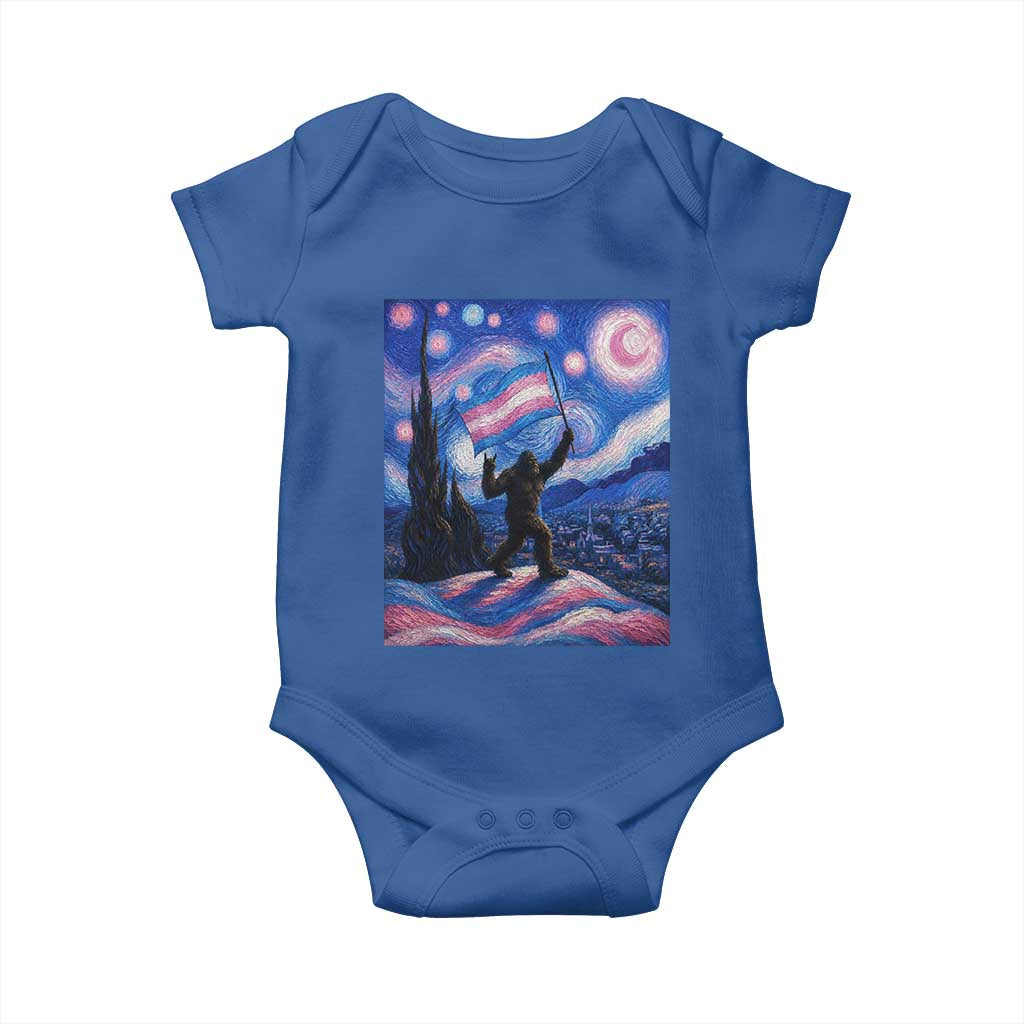 Bigfoot Starry Night Trans Rights Baby Onesie Sasquatch LGBTQ Pride