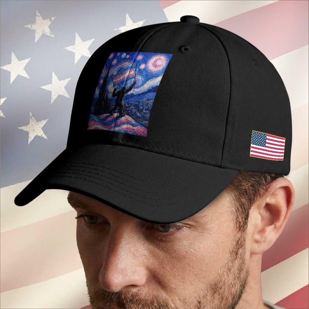 Bigfoot Starry Night Trans Rights Baseball Cap Sasquatch LGBTQ Pride