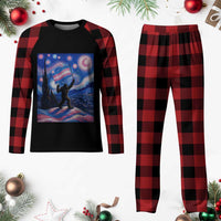 Bigfoot Starry Night Trans Rights Plaid Pajama Set Sasquatch LGBTQ Pride