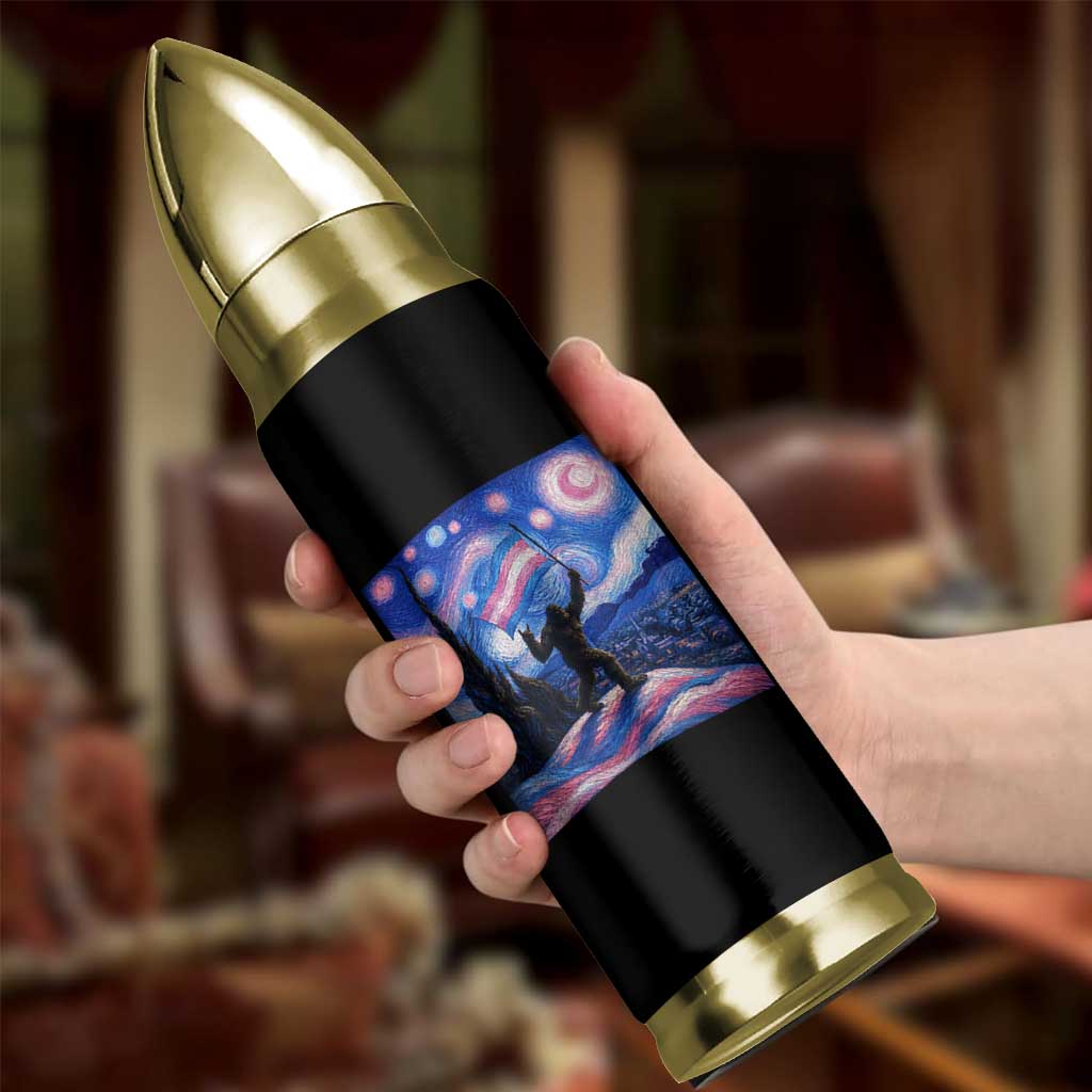 Bigfoot Starry Night Trans Rights Bullet Tumbler Sasquatch LGBTQ Pride