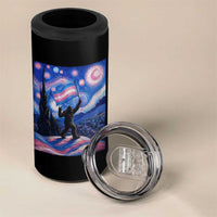Bigfoot Starry Night Trans Rights 4 in 1 Can Cooler Tumbler Sasquatch LGBTQ Pride