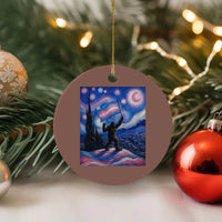 Bigfoot Starry Night Trans Rights Ceramic Ornament Sasquatch LGBTQ Pride