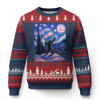 Bigfoot Starry Night Trans Rights Ugly Christmas Sweater Sasquatch LGBTQ Pride