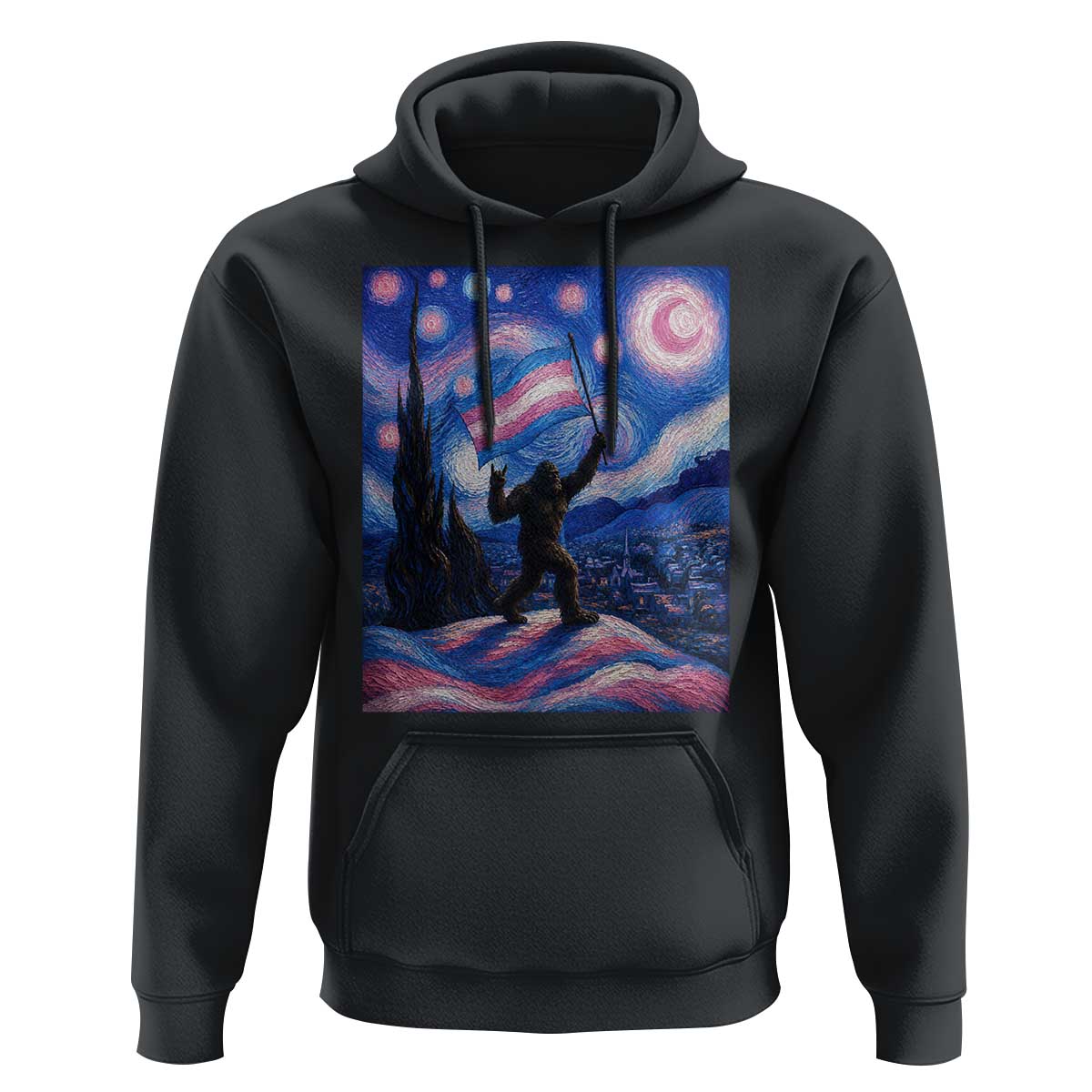 Bigfoot Starry Night Trans Rights Hoodie Sasquatch LGBTQ Pride