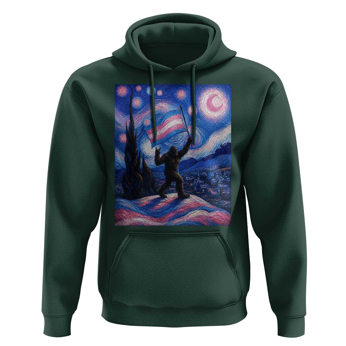 Bigfoot Starry Night Trans Rights Hoodie Sasquatch LGBTQ Pride