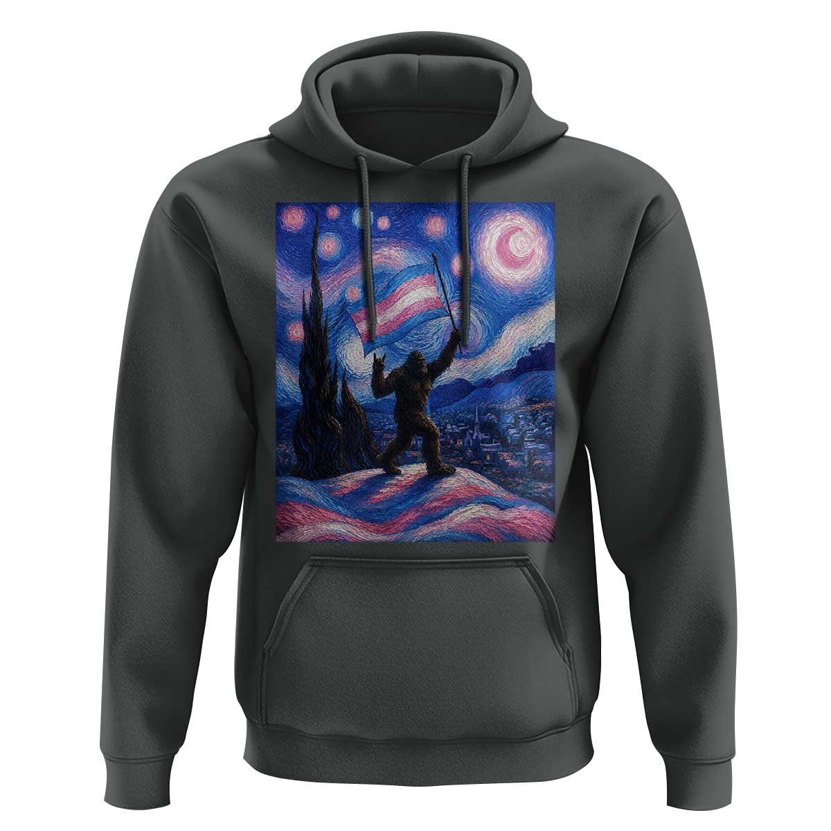Bigfoot Starry Night Trans Rights Hoodie Sasquatch LGBTQ Pride