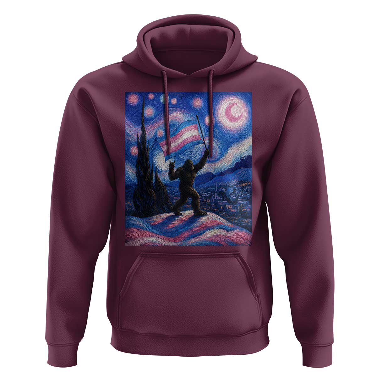 Bigfoot Starry Night Trans Rights Hoodie Sasquatch LGBTQ Pride