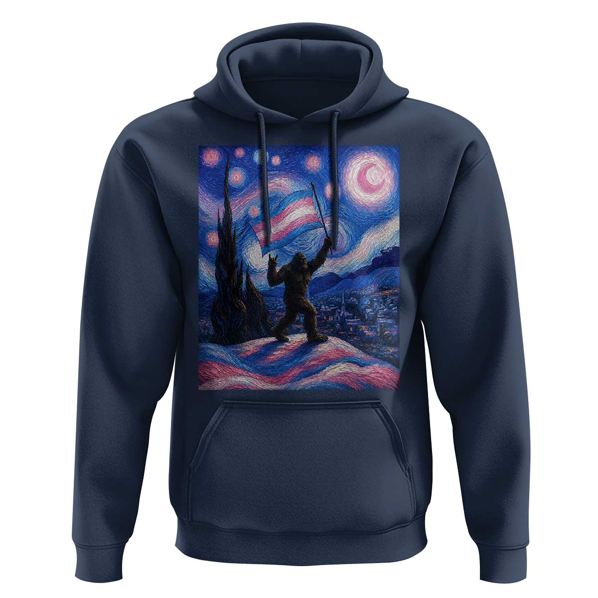 Bigfoot Starry Night Trans Rights Hoodie Sasquatch LGBTQ Pride