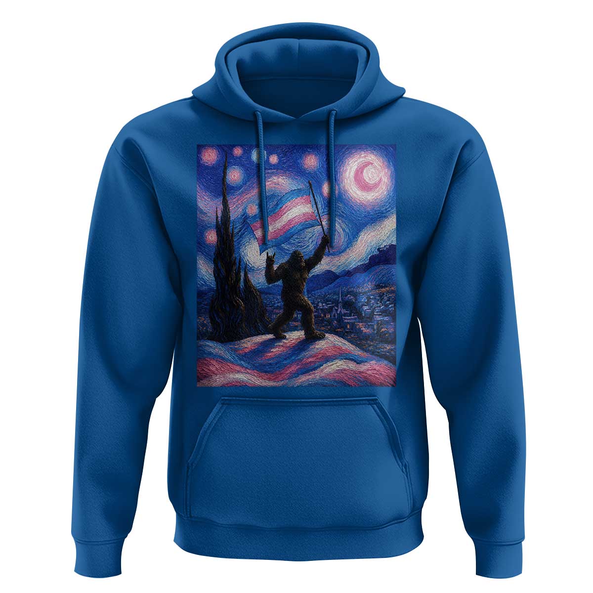 Bigfoot Starry Night Trans Rights Hoodie Sasquatch LGBTQ Pride