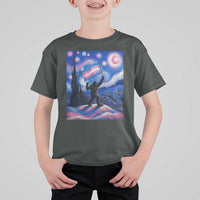 Bigfoot Starry Night Trans Rights T Shirt For Kid Sasquatch LGBTQ Pride