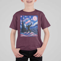 Bigfoot Starry Night Trans Rights T Shirt For Kid Sasquatch LGBTQ Pride