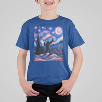 Bigfoot Starry Night Trans Rights T Shirt For Kid Sasquatch LGBTQ Pride