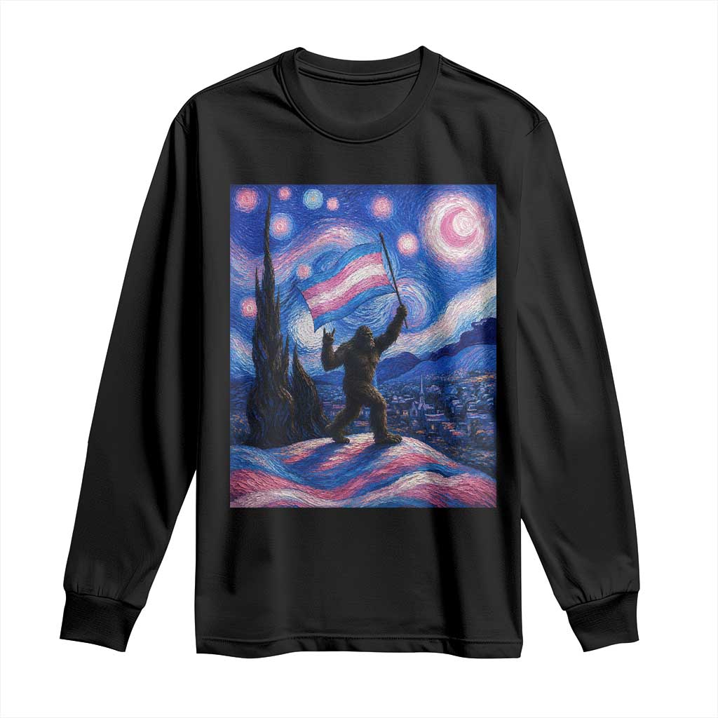 Bigfoot Starry Night Trans Rights Long Sleeve Shirt Sasquatch LGBTQ Pride