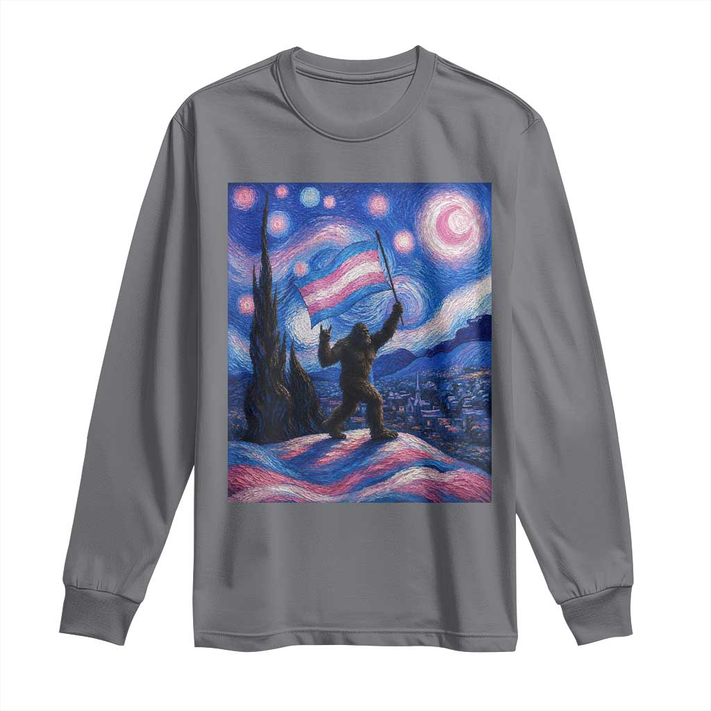Bigfoot Starry Night Trans Rights Long Sleeve Shirt Sasquatch LGBTQ Pride