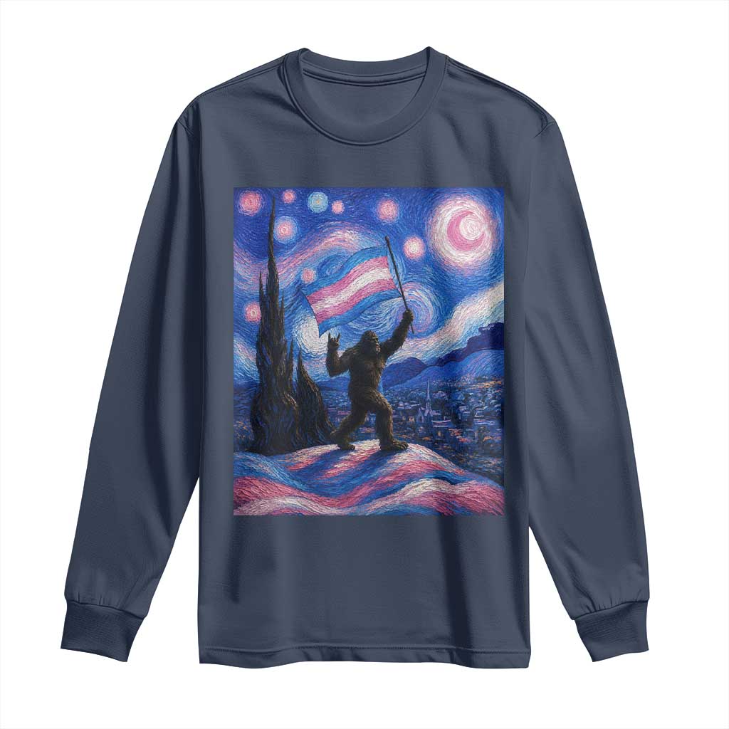 Bigfoot Starry Night Trans Rights Long Sleeve Shirt Sasquatch LGBTQ Pride