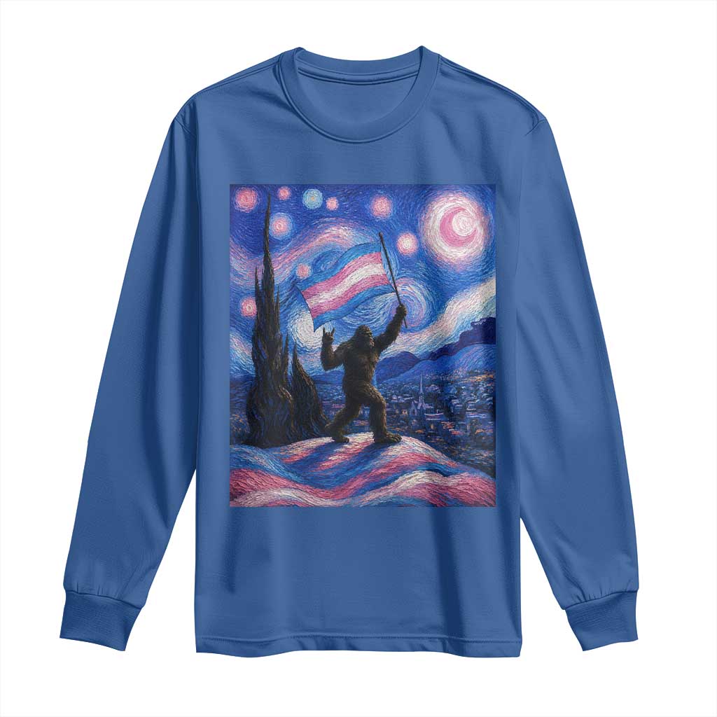 Bigfoot Starry Night Trans Rights Long Sleeve Shirt Sasquatch LGBTQ Pride