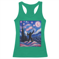 Bigfoot Starry Night Trans Rights Racerback Tank Top Sasquatch LGBTQ Pride