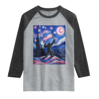 Bigfoot Starry Night Trans Rights Raglan Shirt Sasquatch LGBTQ Pride