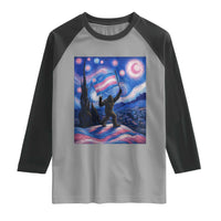 Bigfoot Starry Night Trans Rights Raglan Shirt Sasquatch LGBTQ Pride