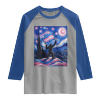 Bigfoot Starry Night Trans Rights Raglan Shirt Sasquatch LGBTQ Pride