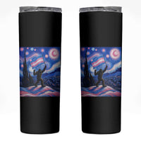 Bigfoot Starry Night Trans Rights Skinny Tumbler Sasquatch LGBTQ Pride