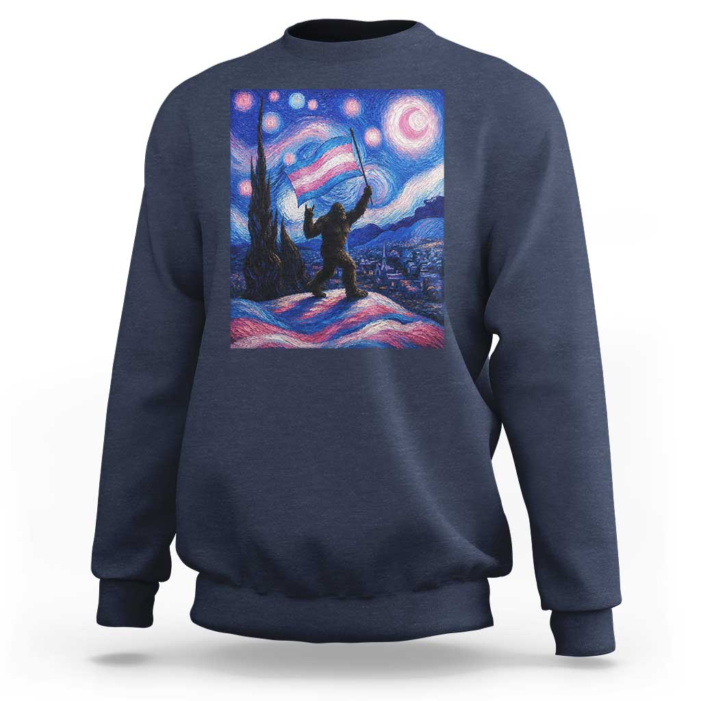 Bigfoot Starry Night Trans Rights Sweatshirt Sasquatch LGBTQ Pride