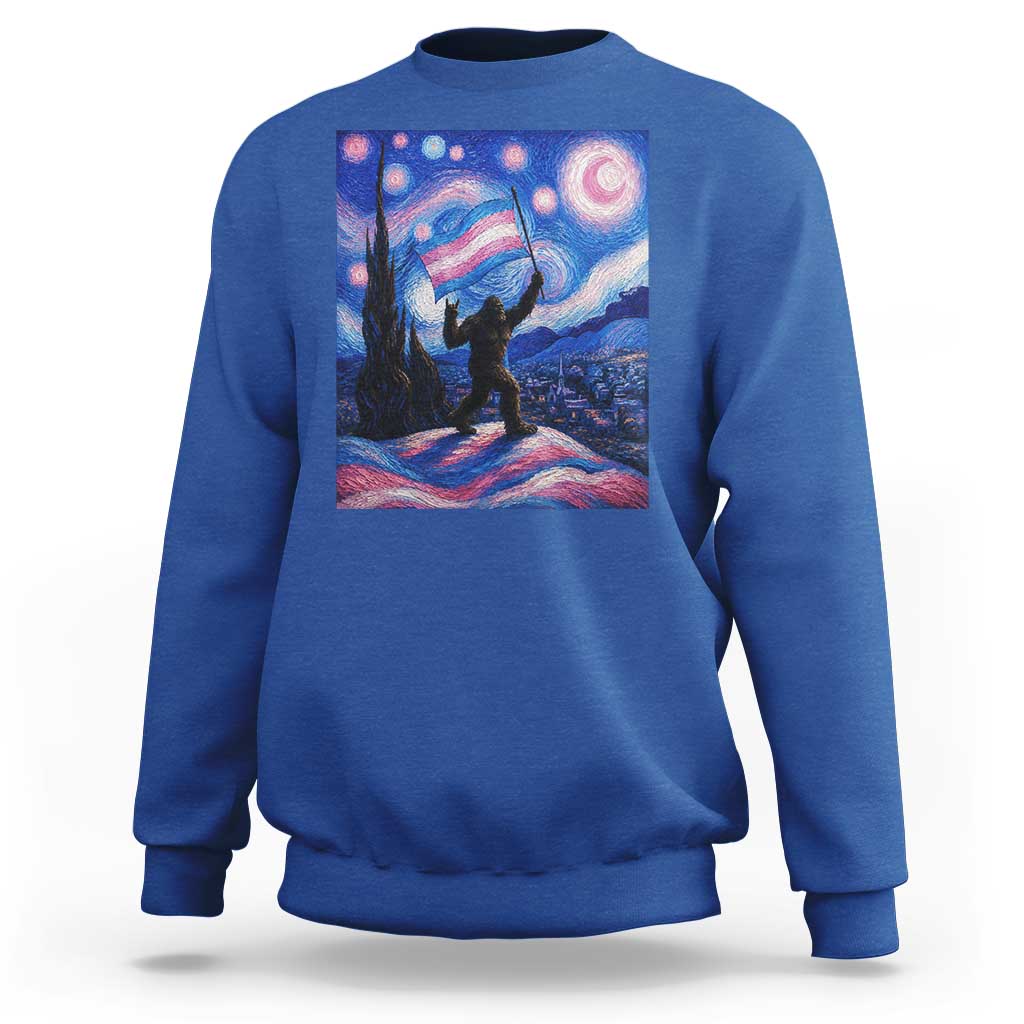 Bigfoot Starry Night Trans Rights Sweatshirt Sasquatch LGBTQ Pride