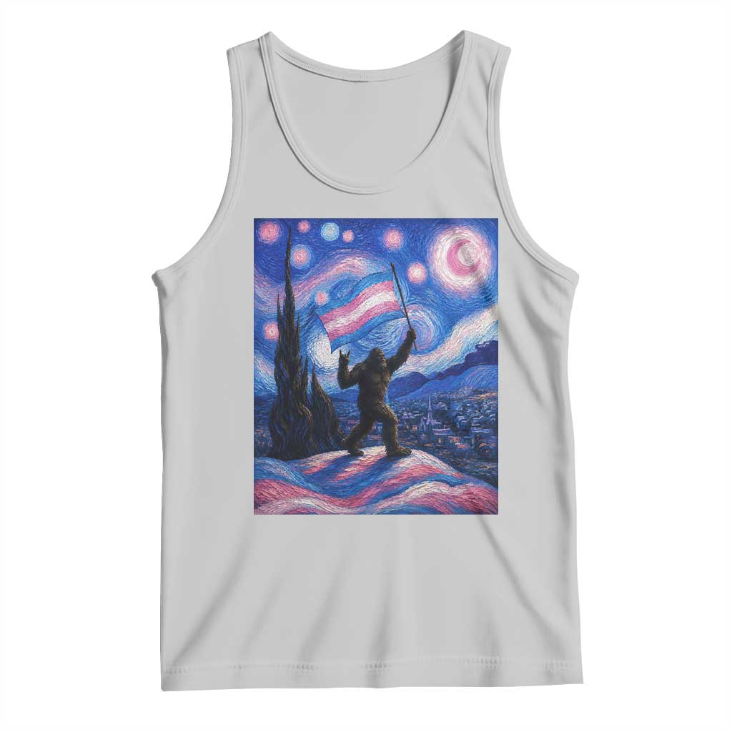 Bigfoot Starry Night Trans Rights Tank Top Sasquatch LGBTQ Pride