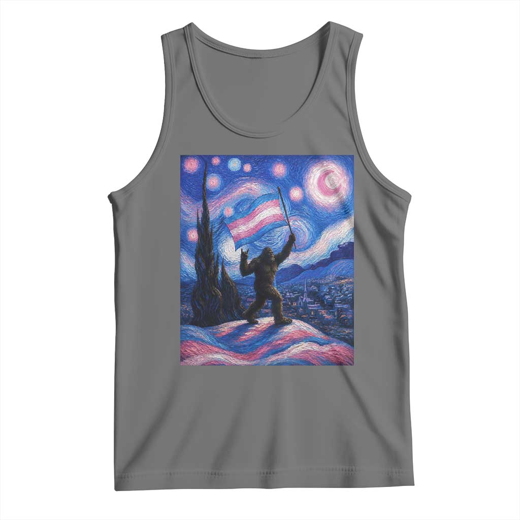 Bigfoot Starry Night Trans Rights Tank Top Sasquatch LGBTQ Pride