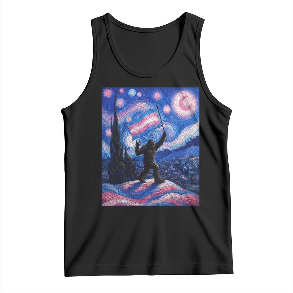 Bigfoot Starry Night Trans Rights Tank Top Sasquatch LGBTQ Pride