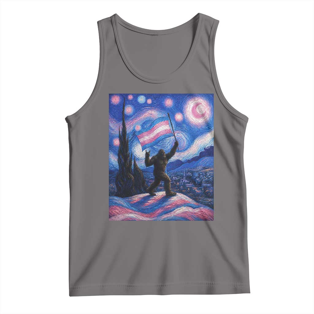 Bigfoot Starry Night Trans Rights Tank Top Sasquatch LGBTQ Pride