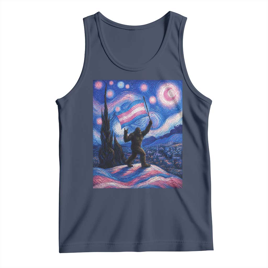 Bigfoot Starry Night Trans Rights Tank Top Sasquatch LGBTQ Pride