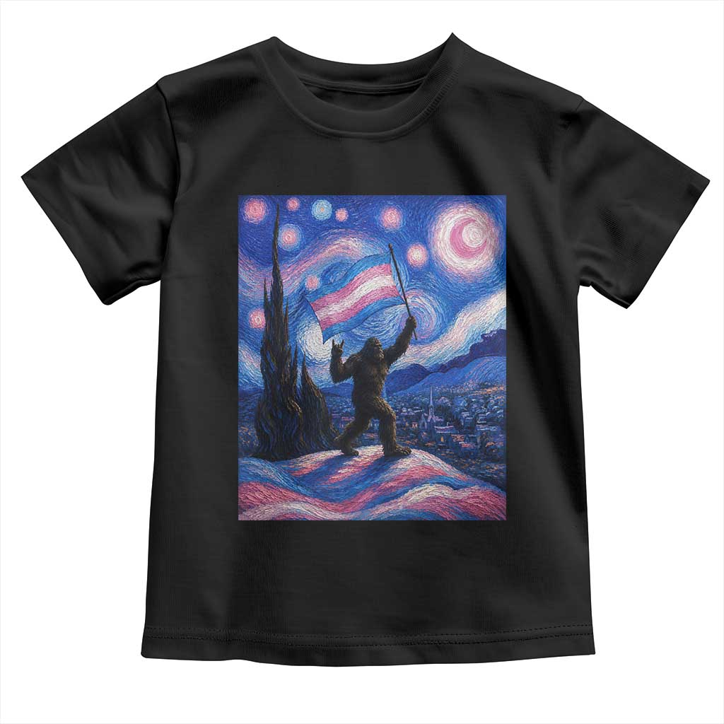Bigfoot Starry Night Trans Rights Toddler T Shirt Sasquatch LGBTQ Pride