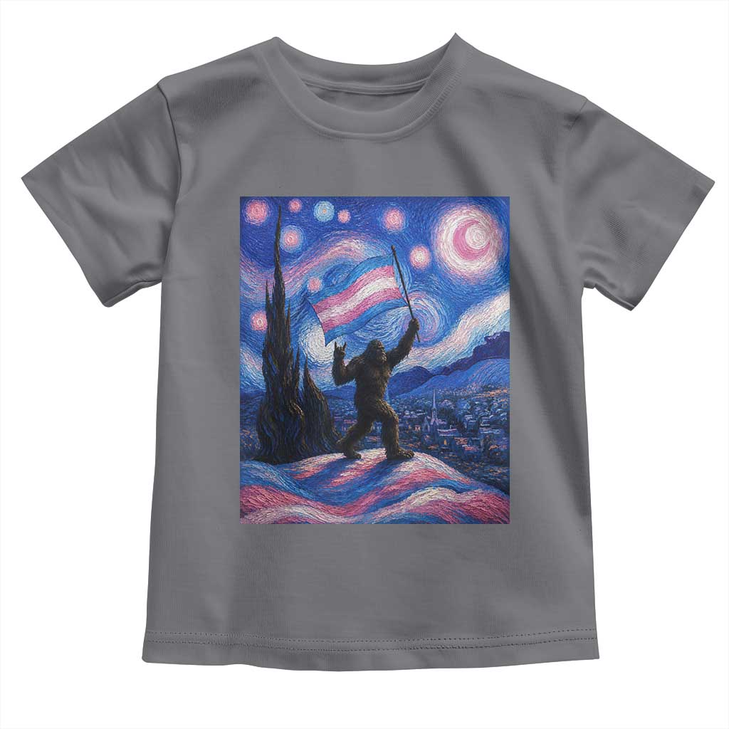 Bigfoot Starry Night Trans Rights Toddler T Shirt Sasquatch LGBTQ Pride