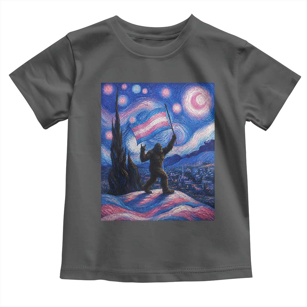 Bigfoot Starry Night Trans Rights Toddler T Shirt Sasquatch LGBTQ Pride
