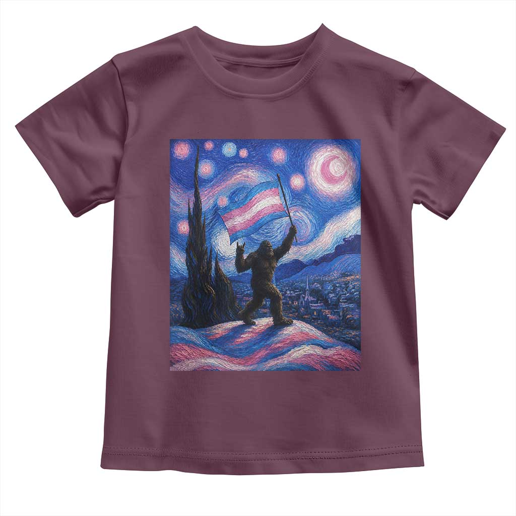 Bigfoot Starry Night Trans Rights Toddler T Shirt Sasquatch LGBTQ Pride