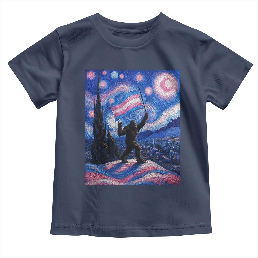 Bigfoot Starry Night Trans Rights Toddler T Shirt Sasquatch LGBTQ Pride