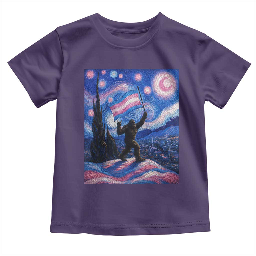 Bigfoot Starry Night Trans Rights Toddler T Shirt Sasquatch LGBTQ Pride