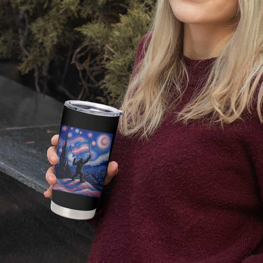 Bigfoot Starry Night Trans Rights Tumbler Cup Sasquatch LGBTQ Pride
