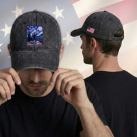 Bigfoot Starry Night Trans Rights Washed Cotton Baseball Cap Sasquatch LGBTQ Pride