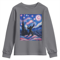 Bigfoot Starry Night Trans Rights Youth Sweatshirt Sasquatch LGBTQ Pride