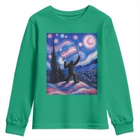 Bigfoot Starry Night Trans Rights Youth Sweatshirt Sasquatch LGBTQ Pride