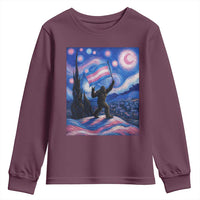 Bigfoot Starry Night Trans Rights Youth Sweatshirt Sasquatch LGBTQ Pride