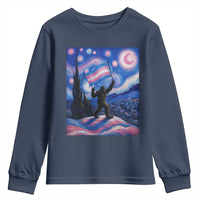 Bigfoot Starry Night Trans Rights Youth Sweatshirt Sasquatch LGBTQ Pride